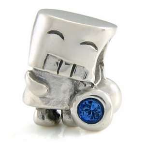   Silver September Cute Robot European Bead Arts, Crafts & Sewing