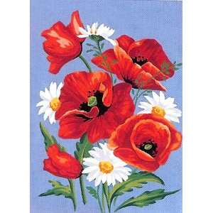  COQUELICOTS,POPPIES AND DAISIES NEEDLEPOINT CANVAS Arts 