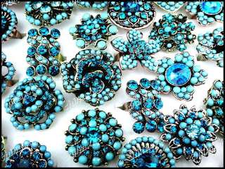 Wholesale jewelry lot 10pcs Blue Austria Rhinestones Charming rings 