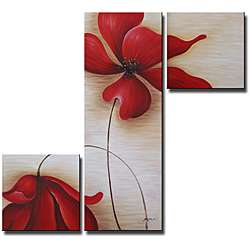 Red Flowers 255 Hand painted Canvas Art Set  