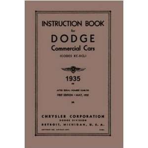 1935 DODGE TRUCK KC KCL Owners Manual User Guide
