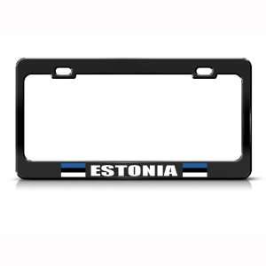 Estonia Flag Black Country Metal License Plate Frame Tag Holder