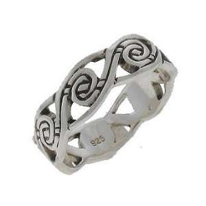    Filigree Scroll Sterling Silver Band Thumb Ring Size 8 Jewelry