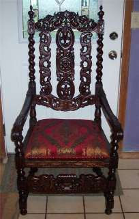 Tall Cherub Carved Mahogany Parlor Chair/Armchair  