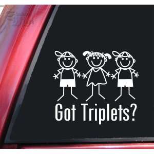  Got Triplets? Boy/Girl/Boy White Vinyl Decal Sticker 