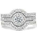 25CT Diamond Engagement Matching Wedding Ring Guard Set 14K White 