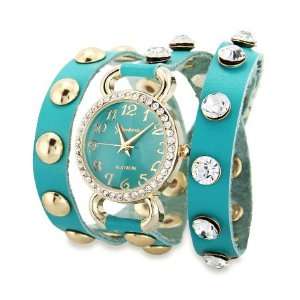   Turquoise Gold CZ Studded Wrap Around Watch Eves Addiction Jewelry