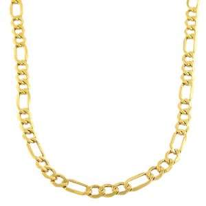   14 Karat Yellow Gold 7.4 mm Semi solid Figaro Chain (24 Inch) Jewelry