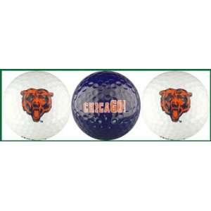 Chicago Bears Golf Balls 3 Piece Gift Set with NFL Football Team Logos 