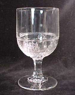 Pressed Leaf Early American Flint Pattern Glass Goblet  