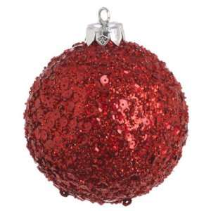  Raz Imports 4 Inch Beaded Christmas Ball Ornament