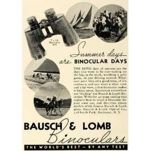  1936 Ad Bausch & Lomb Optical Co. Binoculars Sports NY 