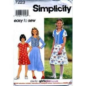 Simplicity Sewing Pattern 7223 Girls Flared Dress with Mock Vest, AA 