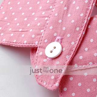 Fashion Girls Pink+White Small Spots Round Neck Collar  