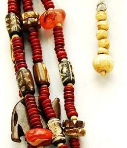 CHUNKY RED BROWN WOOD Elephant NECKLACE EARRINGS Set  