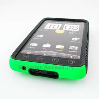 Green Dual Flex Hard Case Gel Cover For HTC Evo 4G  
