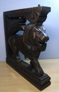 Antique Oak Wood Carved Lion Ornament #2  