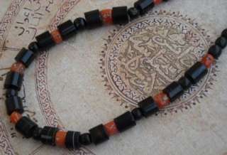 Antique Banded Agate, Black & red coral Necklace choker  