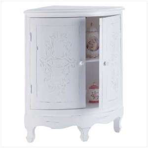 Shabby French white distressed chic corner cabinet curio shelf  