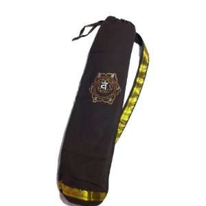  Organic Cotton Dark Brown Embroidered Yoga Mat Bag (Chakra 