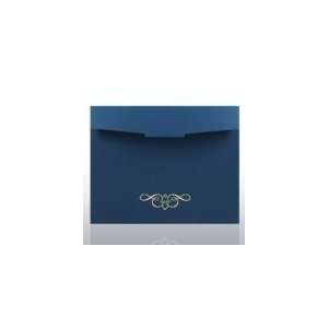  Foil Stamped Certificate Folder   Ornate   Blue Office 