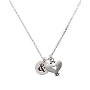  &   Ampersand   1/2 Disc and Silver Heart Charm Necklace 