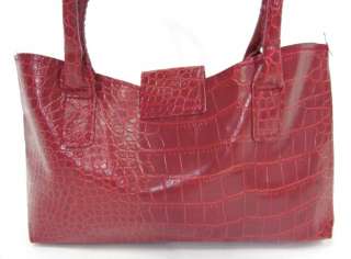 DESIGNER Red Faux Croc Snap Closure Small Handbag  