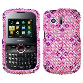 Plaid Hot Pink/Purple bling Phone case for HUAWEI M615 Pillar M635 