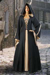   Renaissance Maiden Dress Gown with Hood, Many Colors Available  