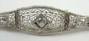 Antique 14K White Gold Bracelet Filigree Diamond 1.12 C  