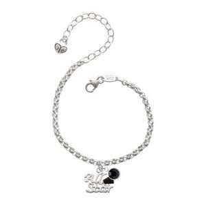 All Star with Black Megaphone Silver Plated Brass Charm Bracelet with 