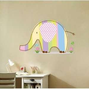  Kids Elephant Vinyl Wall Decal with Flowers Grass and 