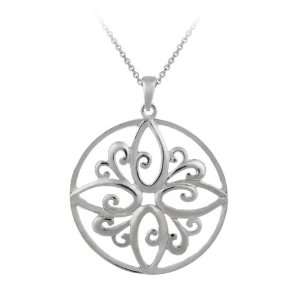   Tarnish Free Open Floral Designs Medallion Pendant, 18 Jewelry