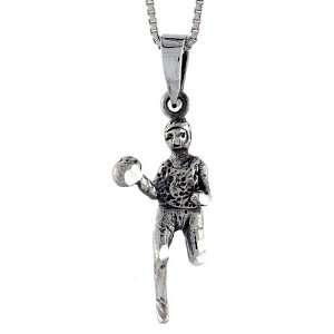   Javelin Thrower Pendant (w/ 18 Silver Chain), 1 3/16 inch (30mm) tall