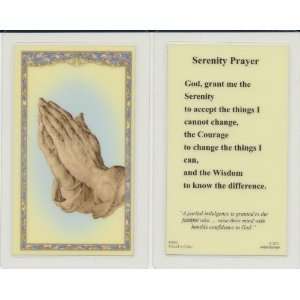  Serenity Prayer Praying Hands Holy Card Fully Laminated 