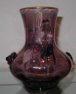 Unusual Antique Loetz Purple Glass Vase  