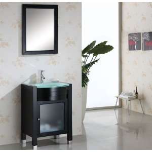  Virtu MS 545 24 Glass Sink Bathroom Vanity W/ Mirror 