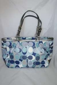 NWT COACH GALLERY OUTLINE SCARF PRINT LARGE EW LARGE TOTE 18428 SILVER 