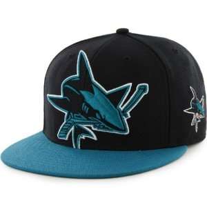   Jose Sharks NHL 47 Brand Two Tone Blackout Colossal MVP Snap Back Hat
