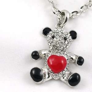  12 Rhinestone Bear Necklace Beauty