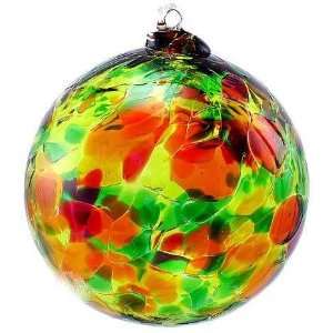 Kitras Art Glass Autumn Leaves Calico Witch Ball Ornament   6  