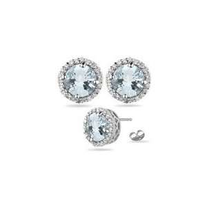  0.35 Ct Diamond & 1.78 Ct Sky Blue Topaz Earrings in 