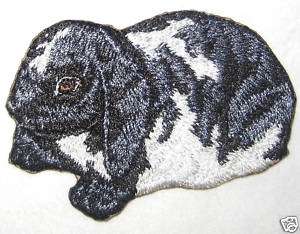 Lovely Black White Lop Eared Rabbit Bunny Iron on Patch  