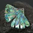 Iridescent Green Paua Abalone Shell Carving GINKGO Leaf Pendant 2.20 