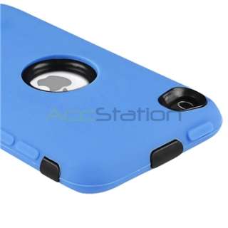 NEW BLUE DELUXE 3 PIECE HARD SOFT CASE COVER SKIN FOR IPOD TOUCH 4 4G 