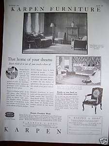 1924 Antique Karpen Furniture Home of Dreams Ad  