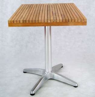 Modern Outdoor Teak & Aluminum Square Patio Table  