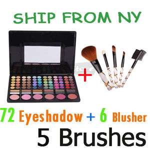   Eyeshadow 6 Blush Makeup Palette + 5 Pcs Cosmetic Brush Brushes #783