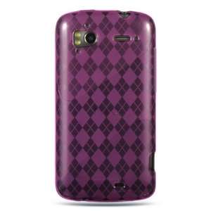 Pyramid crystal skin hot pink checker design phone case for the HTC 
