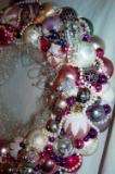 Magnificent Pink Cottage Rose Glass Ornament Wreath  